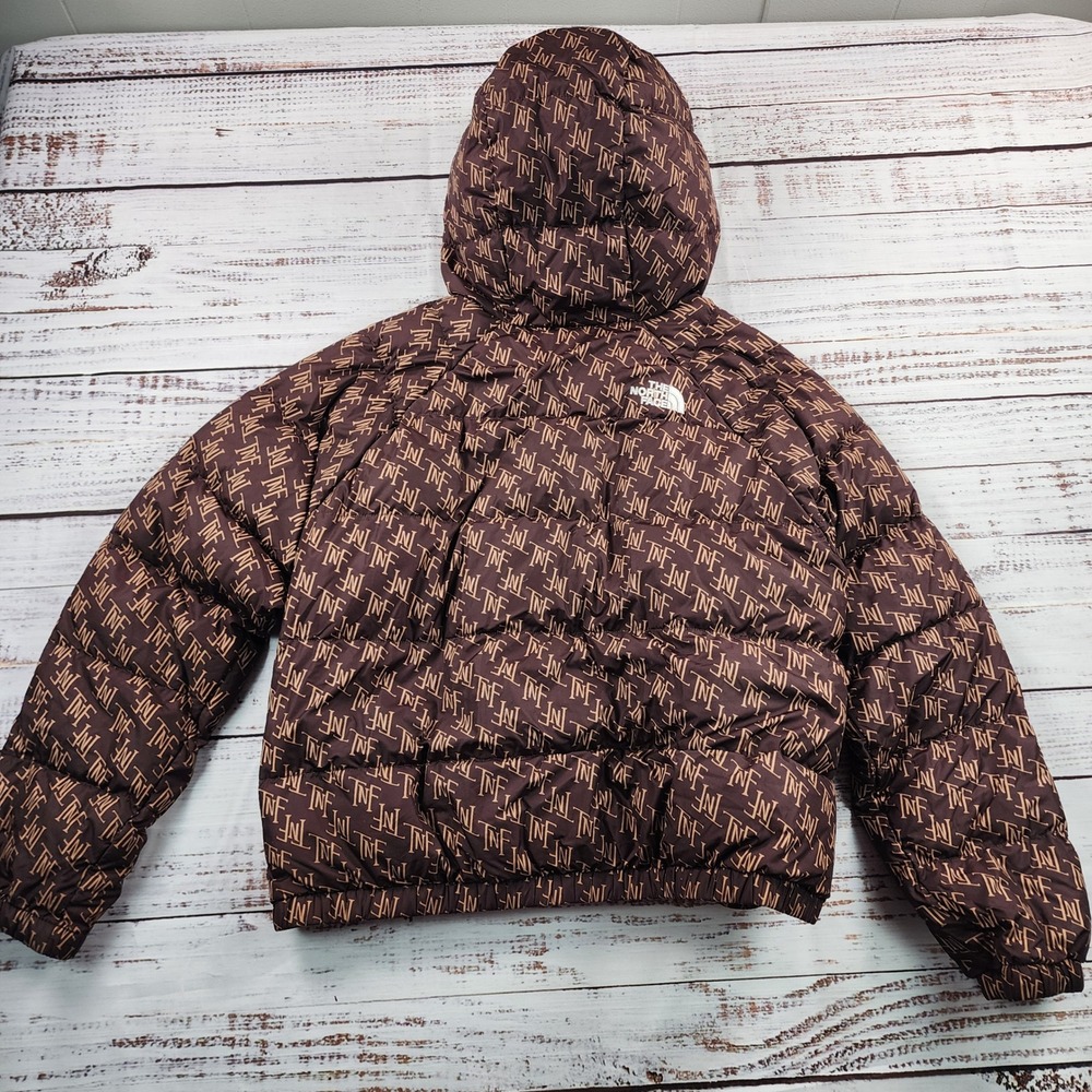 The North Face Hydrenalite Down Hoodie Womens XL Brown TNF Monogram 600 Fill - Picture 2 of 9